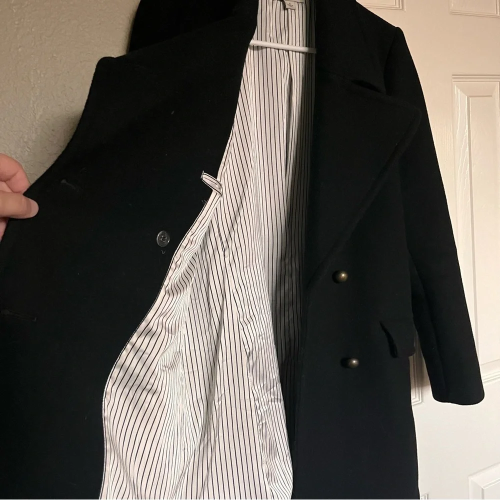 Nili Lotan for Target Women's Black Wool Blend Double-Breasted Peacoat - Picture 5 of 6